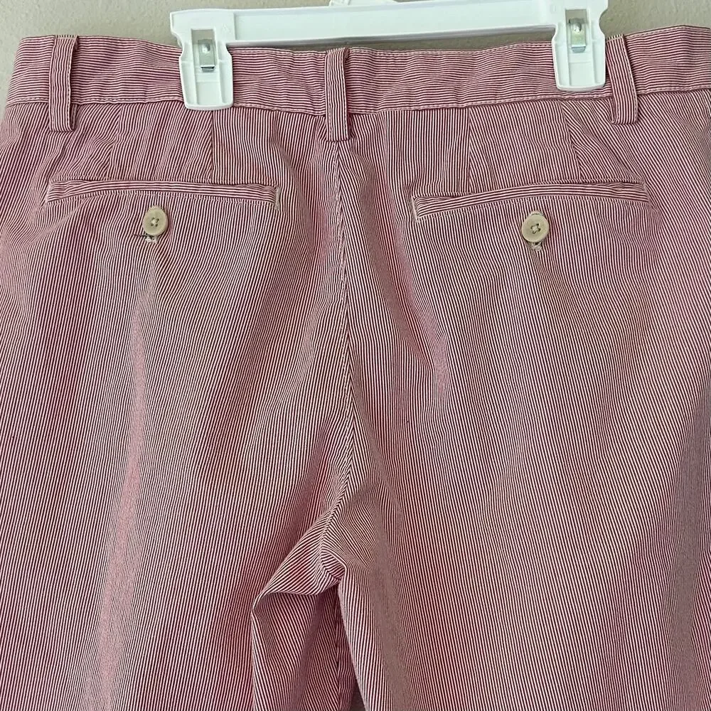 Banana Republic seasucker white and pink striped cotton shorts country club 32